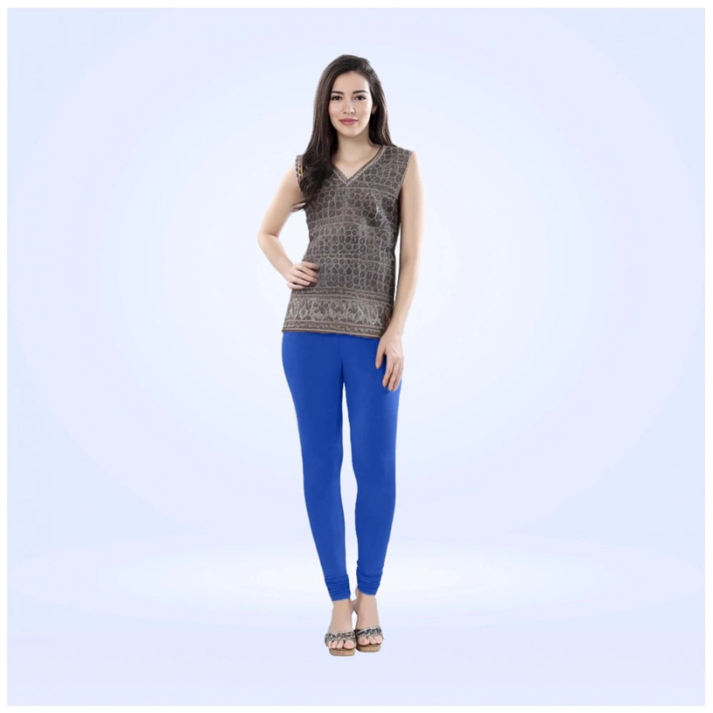 Generic Women's Cotton Blended Solid Churidar leggings (Royal Blue) Generic Women's Cotton Blended Solid Churidar leggings (Royal Blue)