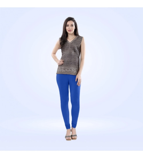Generic Women's Cotton Blended Solid Churidar leggings (Royal Blue)