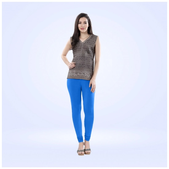 Generic Women's Cotton Blended Solid Churidar leggings (Blue) Generic Women's Cotton Blended Solid Churidar leggings (Blue)