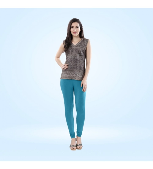 Generic Women's Cotton Blended Solid Churidar leggings (Blue)