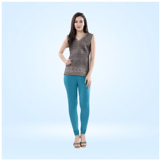 Generic Women's Cotton Blended Solid Churidar leggings (Blue) Generic Women's Cotton Blended Solid Churidar leggings (Blue)