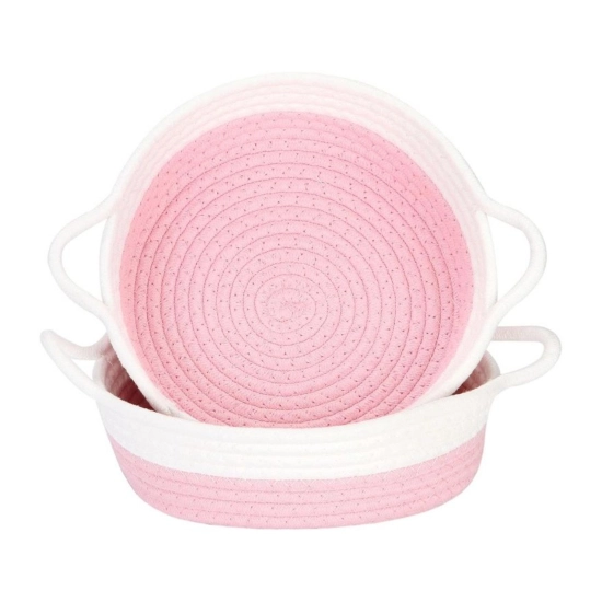 Generic Cotton White Basket 2 Pcs Storage Basket For Clothes (Pink) Generic Cotton White Basket 2 Pcs Storage Basket For Clothes (Pink)