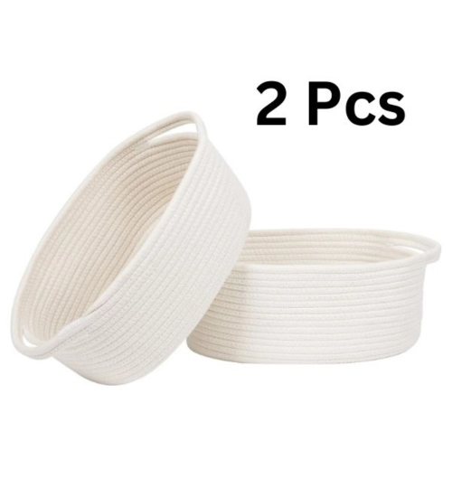 Generic Cotton Pcs Oval Basket  Storage Basket For Clothes (White)