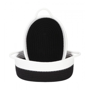 Generic Cotton Black White 2 Pcs Storage Basket For Clothes (Black)