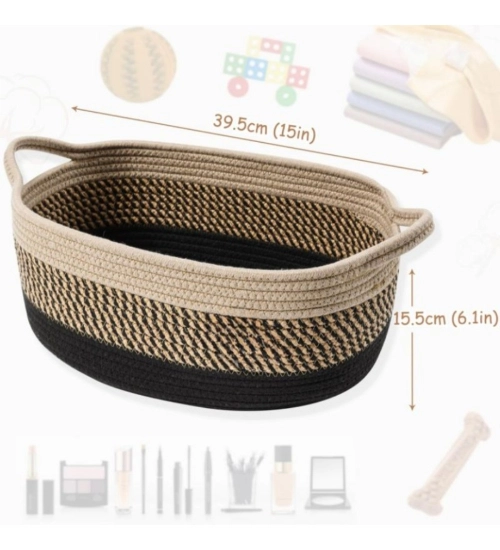 Generic Cotton Baby Basket Pack of 1 Storage Basket For Clothes (Brown)
