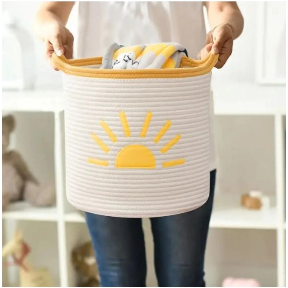 Generic Cotton Sun Basket Pack of 1 Storage Basket For Clothes (White) Generic Cotton Sun Basket Pack of 1 Storage Basket For Clothes (White)