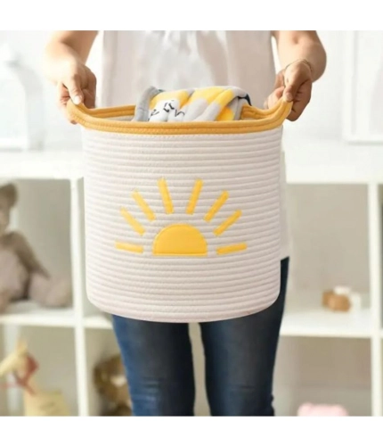 Generic Cotton Sun Basket Pack of 1 Storage Basket For Clothes (White) Generic Cotton Sun Basket Pack of 1 Storage Basket For Clothes (White)