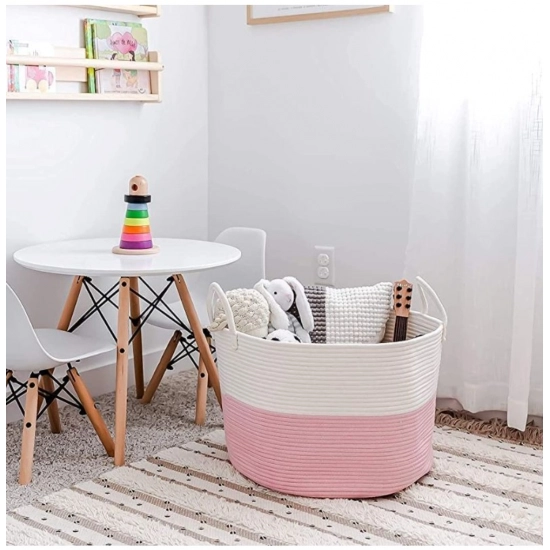 Generic Cotton Laundry Basket Pack of 1 Storage Basket For Clothes (Pink) Generic Cotton Laundry Basket Pack of 1 Storage Basket For Clothes (Pink)