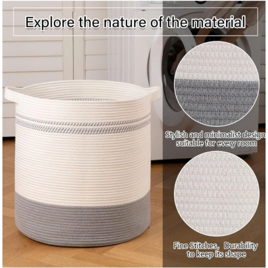Generic Cotton Basket Pack of 1 Storage Basket For Clothes (Grey)