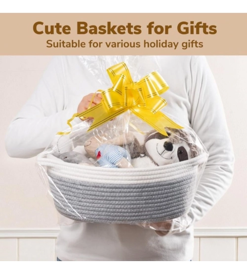 Generic Cotton Baby Gift Basket Pack of 1 Storage Basket For Clothes (Grey)