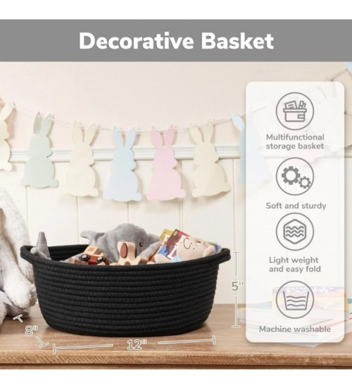 Generic Cotton Baby Gift Basket Pack of 1 Storage Basket For Clothes (Black)