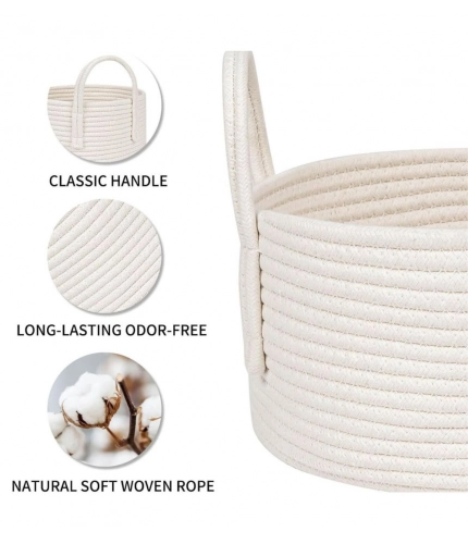 Generic Cotton Basket Inch Pack of 1 Storage Basket For Clothes (White) Generic Cotton Basket Inch Pack of 1 Storage Basket For Clothes (White)