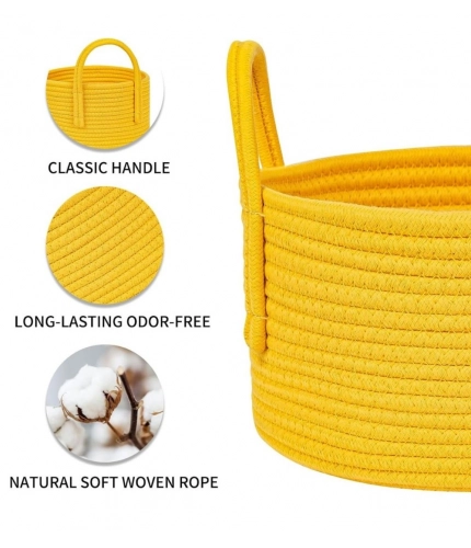 Generic Cotton Basket Inch Pack of 1 Storage Basket For Clothes (Yellow) Generic Cotton Basket Inch Pack of 1 Storage Basket For Clothes (Yellow)