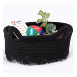 Generic Cotton Cat Basket Inch Pack of 1 Storage Basket For Clothes (Black)