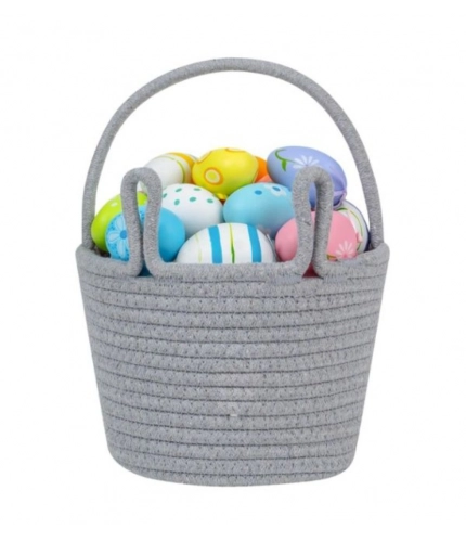 Generic Cotton Toy Bucket Pack of 1 Storage Basket For Clothes (Grey)