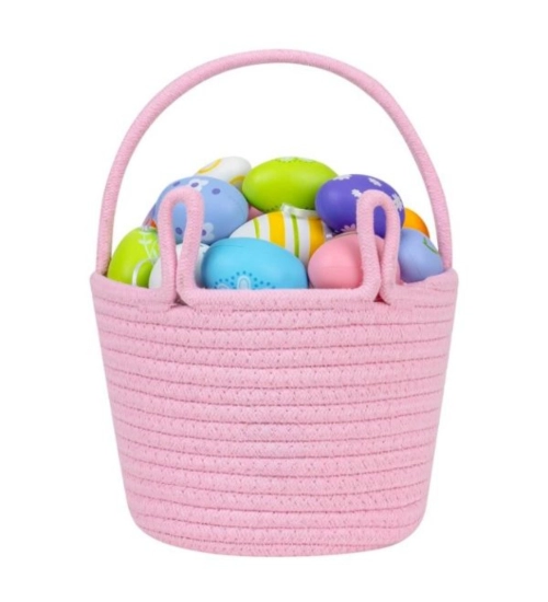Generic Cotton Toy Bucket Pack of 1 Storage Basket For Clothes (Pink)