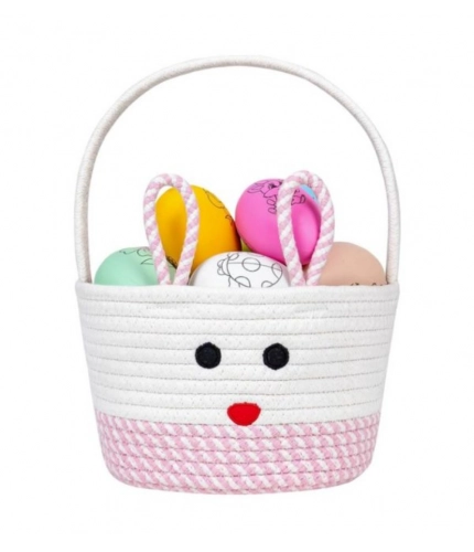 Generic Cotton Mix Toy Bucket Pack of 1 Storage Basket For Clothes (Pink)