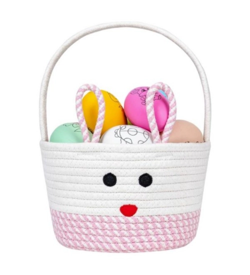 Generic Cotton Mix Toy Bucket Pack of 1 Storage Basket For Clothes (Pink)