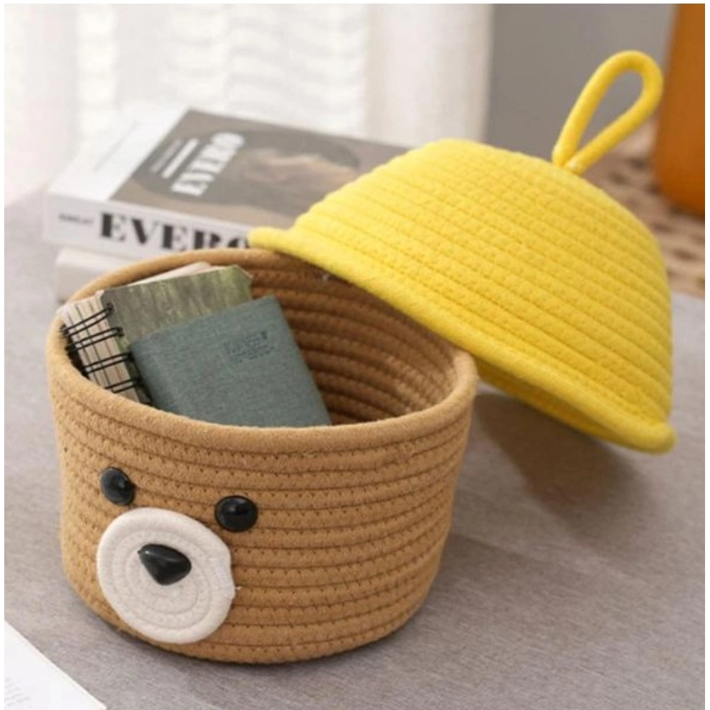 Generic Cotton Box Yellow Lid Inch Pack of 1 Storage Basket For Clothes (Beige) Generic Cotton Box Yellow Lid Inch Pack of 1 Storage Basket For Clothes (Beige)