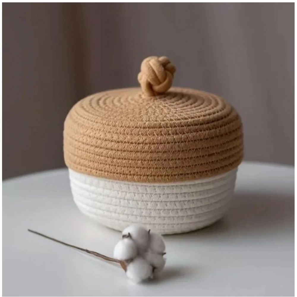 Generic Cotton Box Beige lid Pack of 1 Storage Basket For Clothes (White) Generic Cotton Box Beige lid Pack of 1 Storage Basket For Clothes (White)