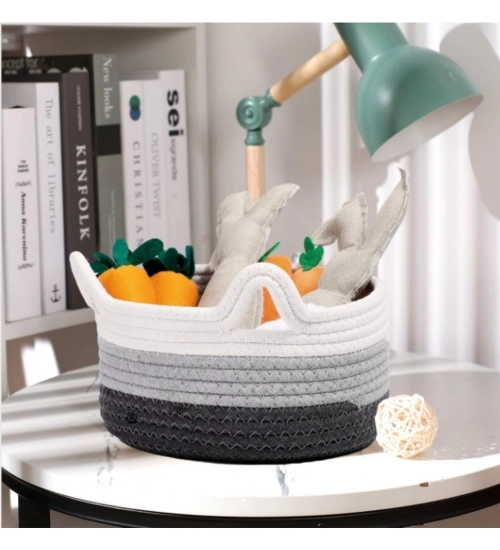 Generic Cotton Cat Basket Inch Pack of 1 Storage Basket For Clothes (Multicolor)