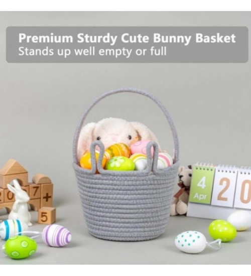 Generic Cotton Toy Bucket Pack of 1 Storage Basket For Clothes (Grey)