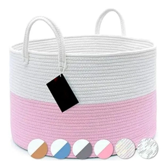 Generic Cotton Laundry Basket Pack of 1 Storage Basket For Clothes (Pink) Generic Cotton Laundry Basket Pack of 1 Storage Basket For Clothes (Pink)