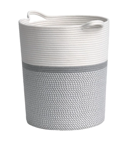 Generic Cotton Laundry Basket Pack of 1 Storage Basket For Clothes (Grey)