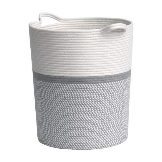 Generic Cotton Laundry Basket Pack of 1 Storage Basket For Clothes (Grey)