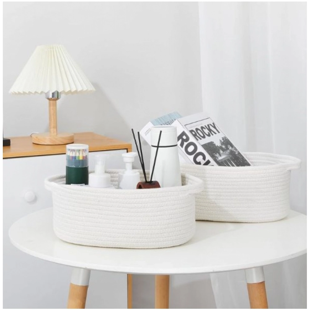 Generic Cotton Pcs Oval Basket Storage Basket For Clothes (White) Generic Cotton Pcs Oval Basket Storage Basket For Clothes (White)