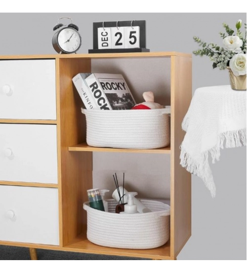 Generic Cotton Pcs Oval Basket  Storage Basket For Clothes (White)
