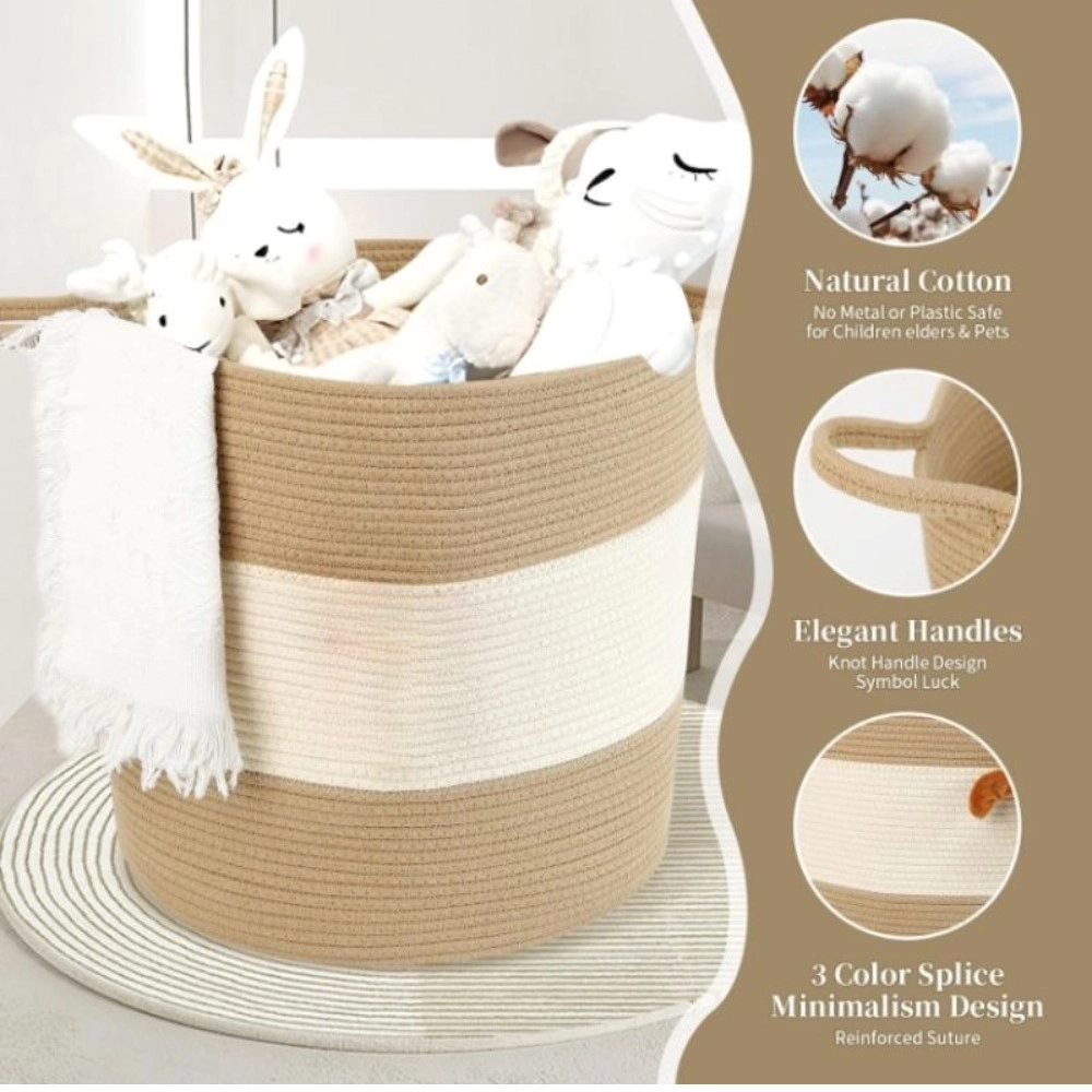 Generic Cotton Basket Pack of 1 Storage Basket For Clothes (Beige) Generic Cotton Basket Pack of 1 Storage Basket For Clothes (Beige)