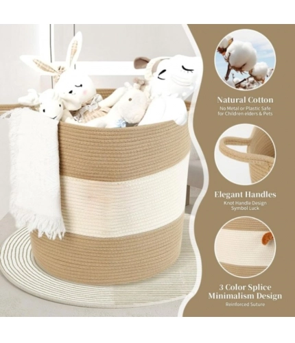 Generic Cotton Basket Pack of 1 Storage Basket For Clothes (Beige) Generic Cotton Basket Pack of 1 Storage Basket For Clothes (Beige)