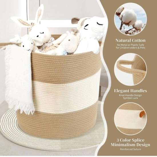 Generic Cotton Basket Pack of 1 Storage Basket For Clothes (Beige) Generic Cotton Basket Pack of 1 Storage Basket For Clothes (Beige)