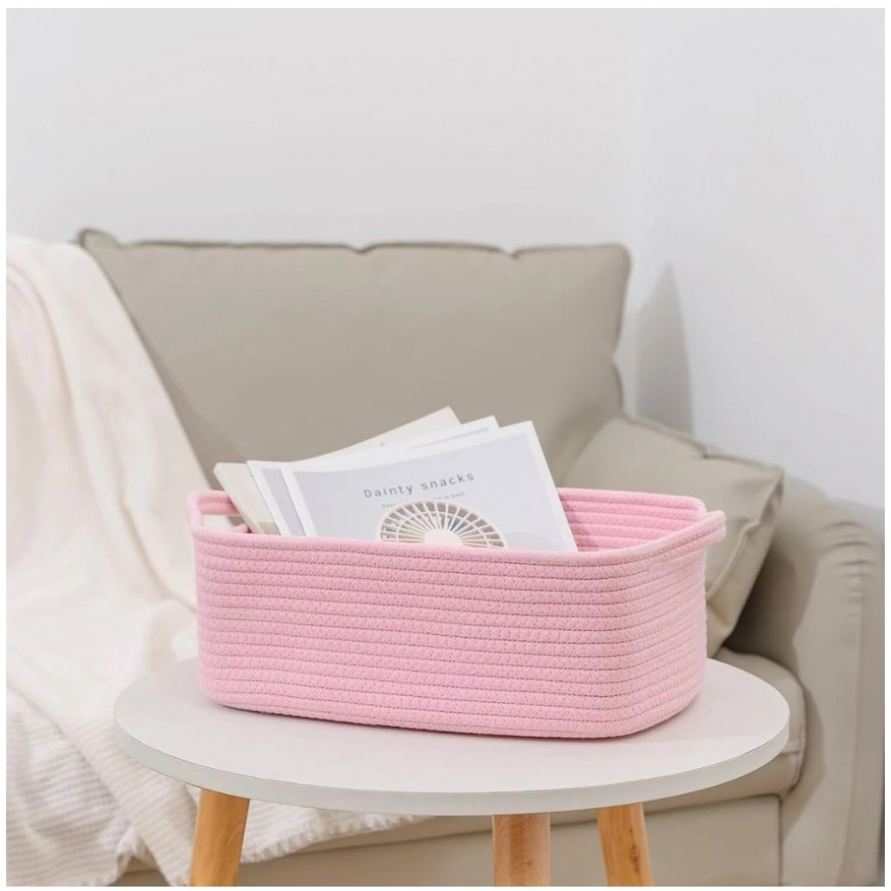 Generic Cotton Basket Pack of 1 Storage Basket For Clothes (Pink) Generic Cotton Basket Pack of 1 Storage Basket For Clothes (Pink)