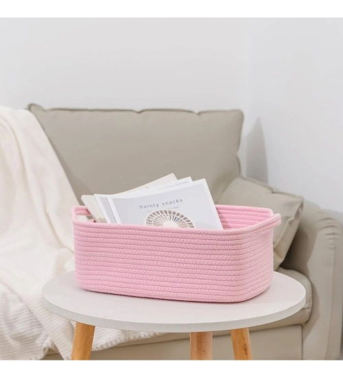 Generic Cotton Basket Pack of 1 Storage Basket For Clothes (Pink)