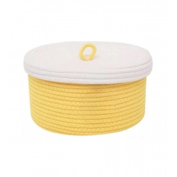 Generic Cotton Box White Lid Inch Pack of 1 Storage Basket For Clothes (Yellow)