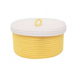 Generic Cotton Box White Lid Inch Pack of 1 Storage Basket For Clothes (Yellow)
