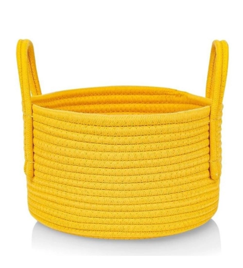 Generic Cotton Basket Inch Pack of 1 Storage Basket For Clothes (Yellow)