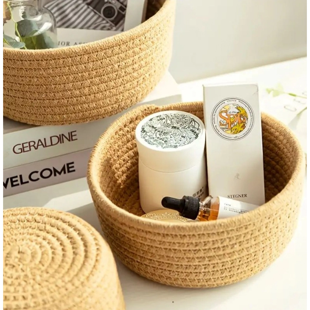 Generic Cotton 3 Pcs Round Set Storage Basket For Clothes (Brown) Generic Cotton 3 Pcs Round Set Storage Basket For Clothes (Brown)