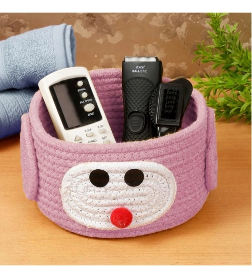 Generic Cotton Pen Holder Pack of 1 Storage Basket For Clothes (Pink)
