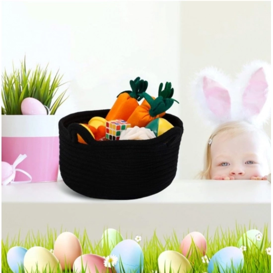 Generic Cotton Cat Basket Inch Pack of 1 Storage Basket For Clothes (Black) Generic Cotton Cat Basket Inch Pack of 1 Storage Basket For Clothes (Black)
