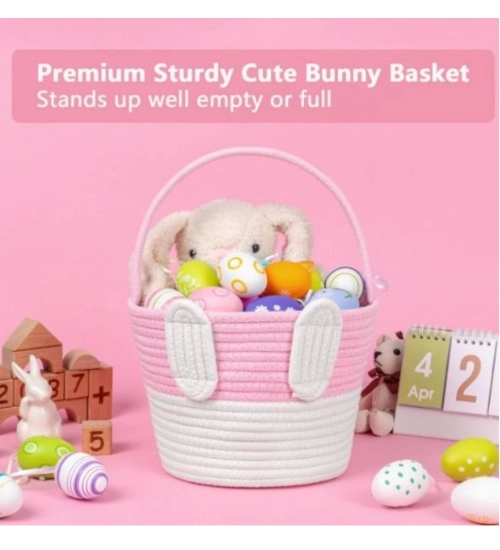 Generic Cotton Toys Bucket Pack of 1 Storage Basket For Clothes (Pink)
