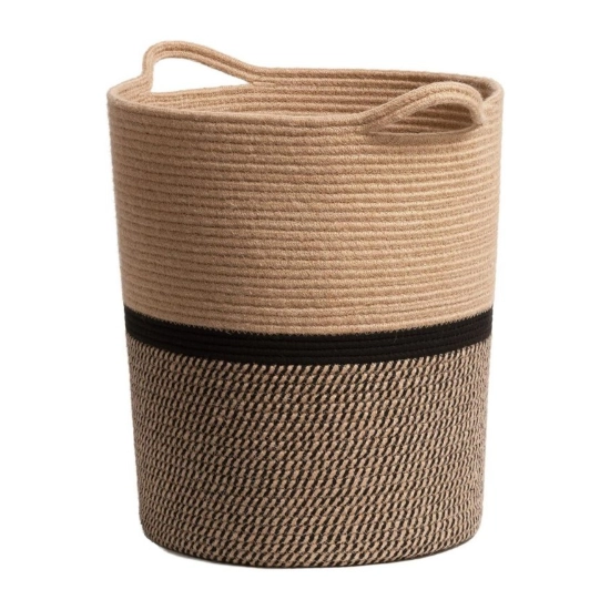 Generic Cotton Laundry Basket Pack of 1 Storage Basket For Clothes (Multicolor)