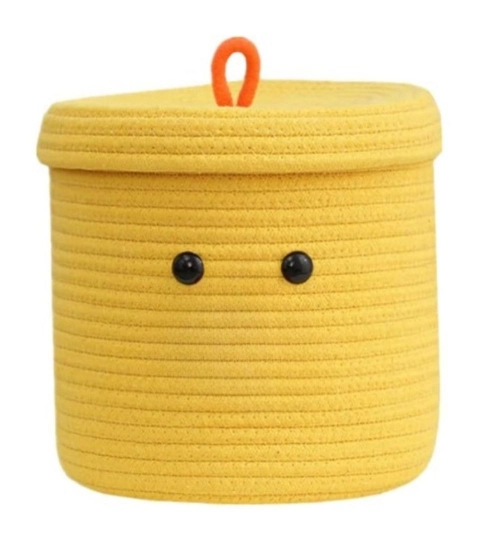 Generic Cotton Basket with lid Pack of 1 Storage Basket For Clothes (Yellow)