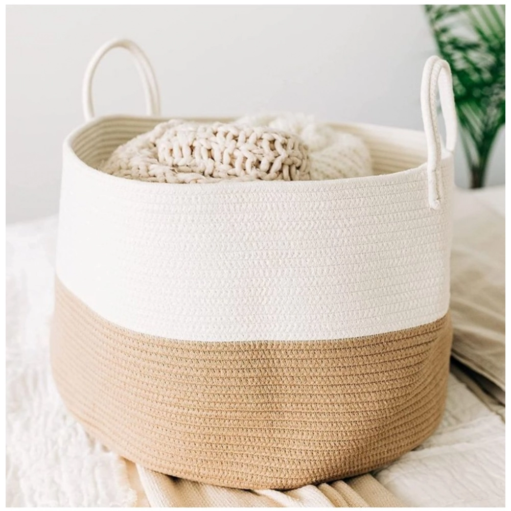 Generic Cotton Laundry Basket Pack of 1 Storage Basket For Clothes (Beige) Generic Cotton Laundry Basket Pack of 1 Storage Basket For Clothes (Beige)