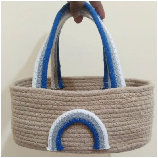 Generic Cotton Rainbow Basket Pack of 1 Storage Basket For Clothes (Multicolor)