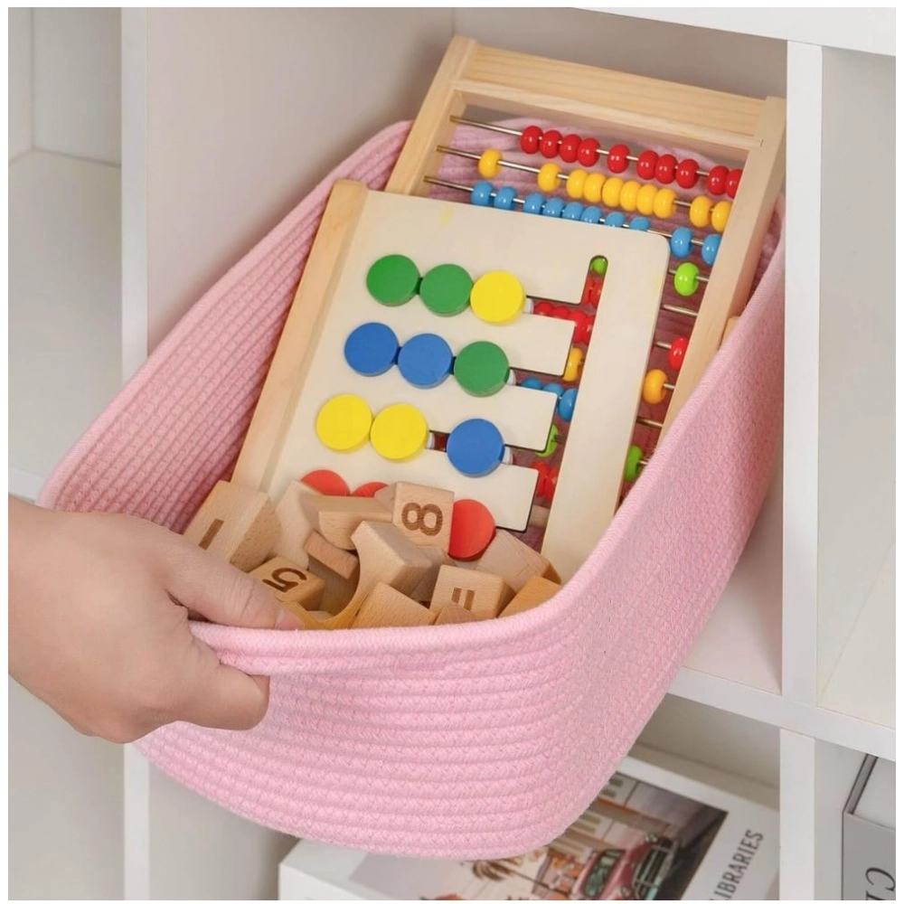 Generic Cotton Basket Pack of 1 Storage Basket For Clothes (Pink) Generic Cotton Basket Pack of 1 Storage Basket For Clothes (Pink)