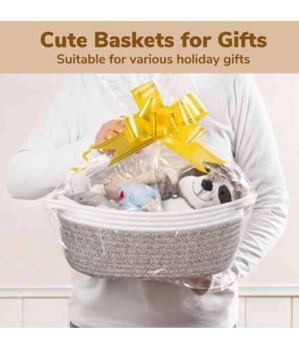 Generic Cotton Baby Gift Basket Inch Pack of 1 Storage Basket For Clothes (White)