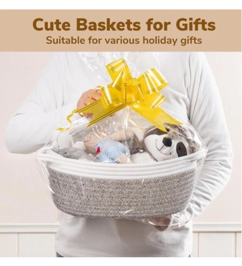 Generic Cotton Baby Gift Basket Inch Pack of 1 Storage Basket For Clothes (White)